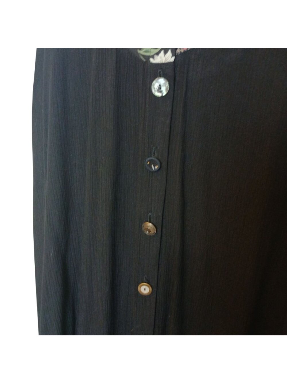 Zoe Patchwork Dress Large Button Maxi Dress Black Multicolor Rayon VTG #L70 - Picture 10 of 12